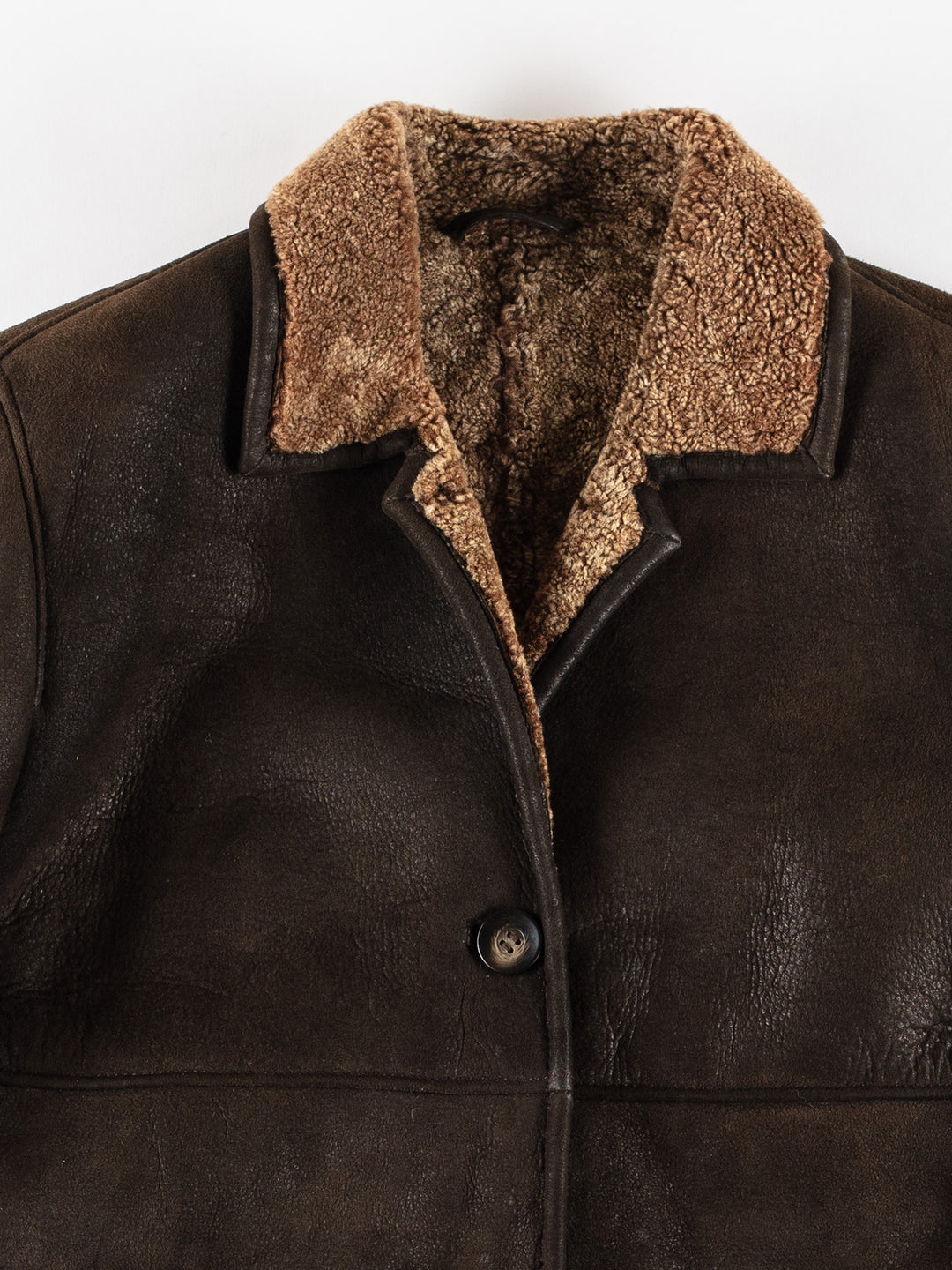 Vintage 80's Women Sheepskin Coat in BrownMN401