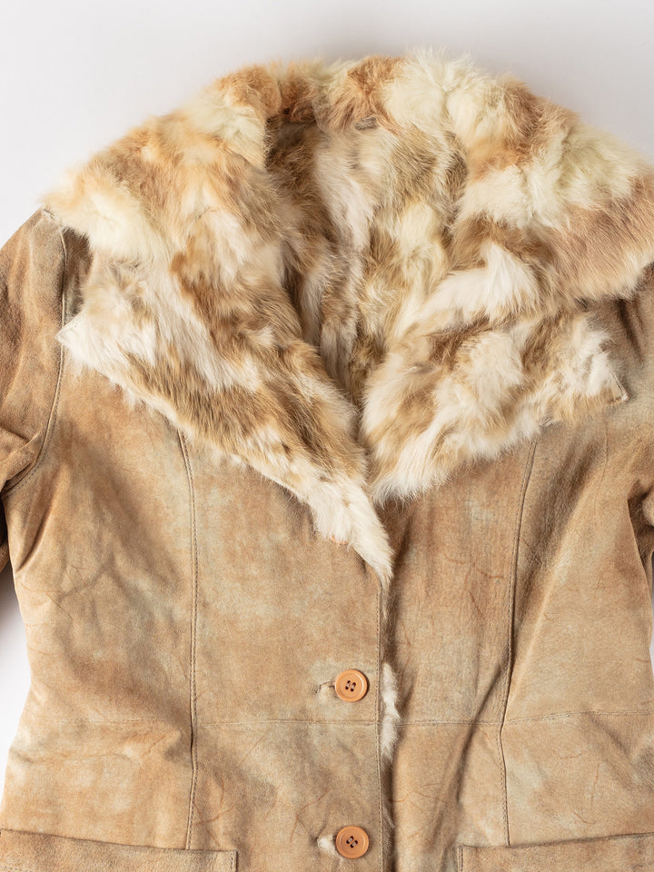 Vintage 70's Women Fur Coat in BeigeMN235