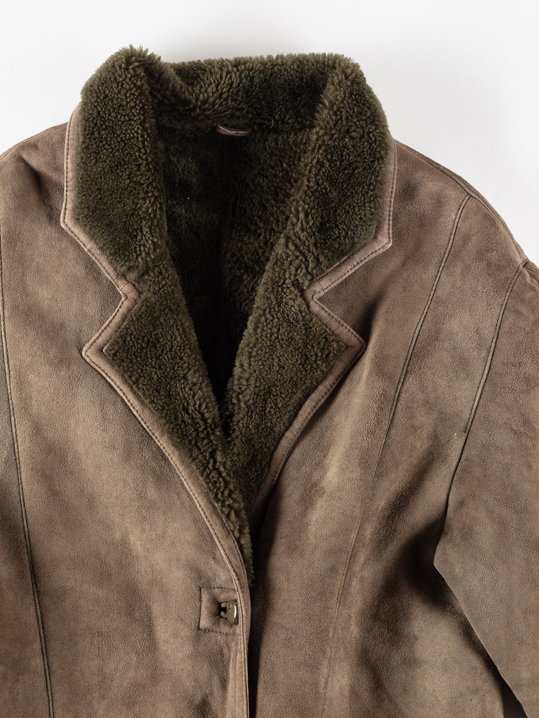 Vintage 80's Women Sheepskin Coat in KhakiMN146