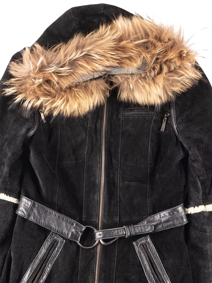 Vintage 00's Women Fur Coat in Black