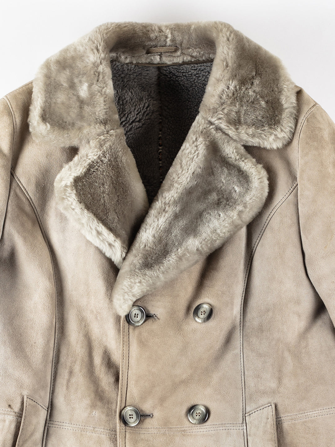 Vintage 80's Men Sheepskin Coat in GrayVN146