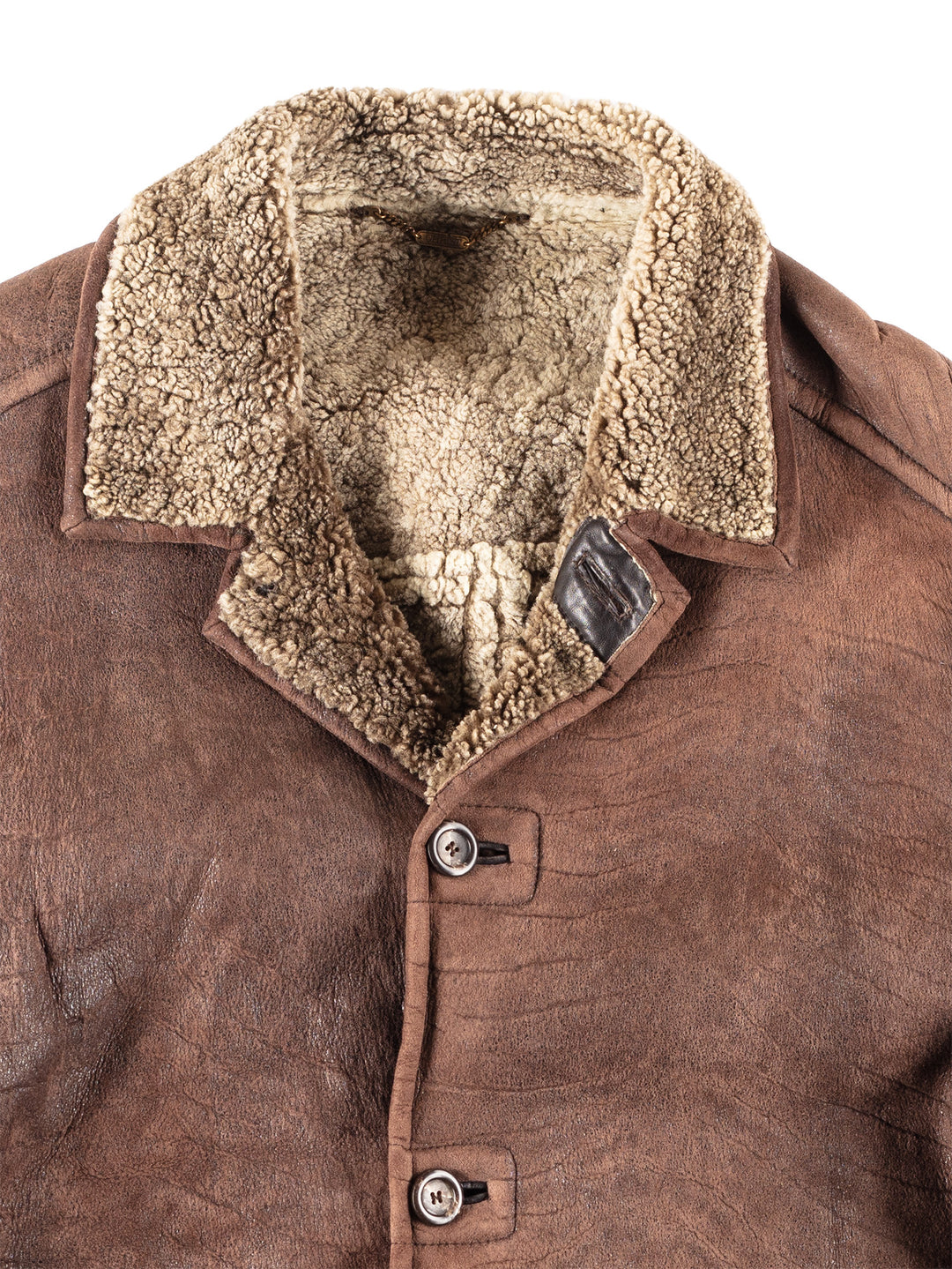 Vintage 90's Men Sheepskin Coat in Brown