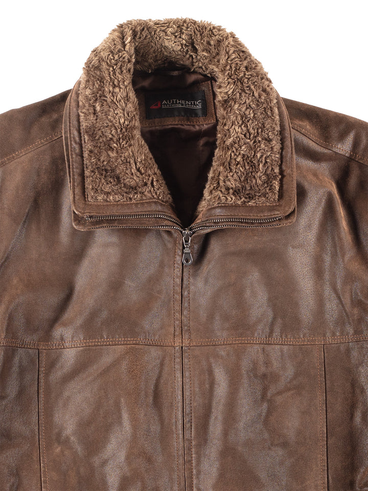 Vintage 00's Men Leather Jacket in Brown