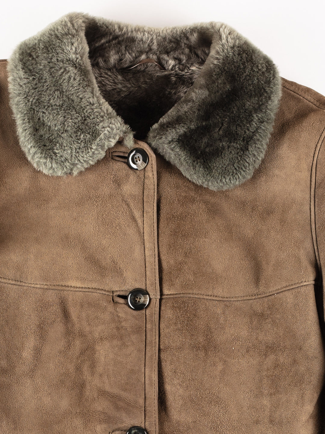 Vintage 90's Women Sheepskin Coat in Green