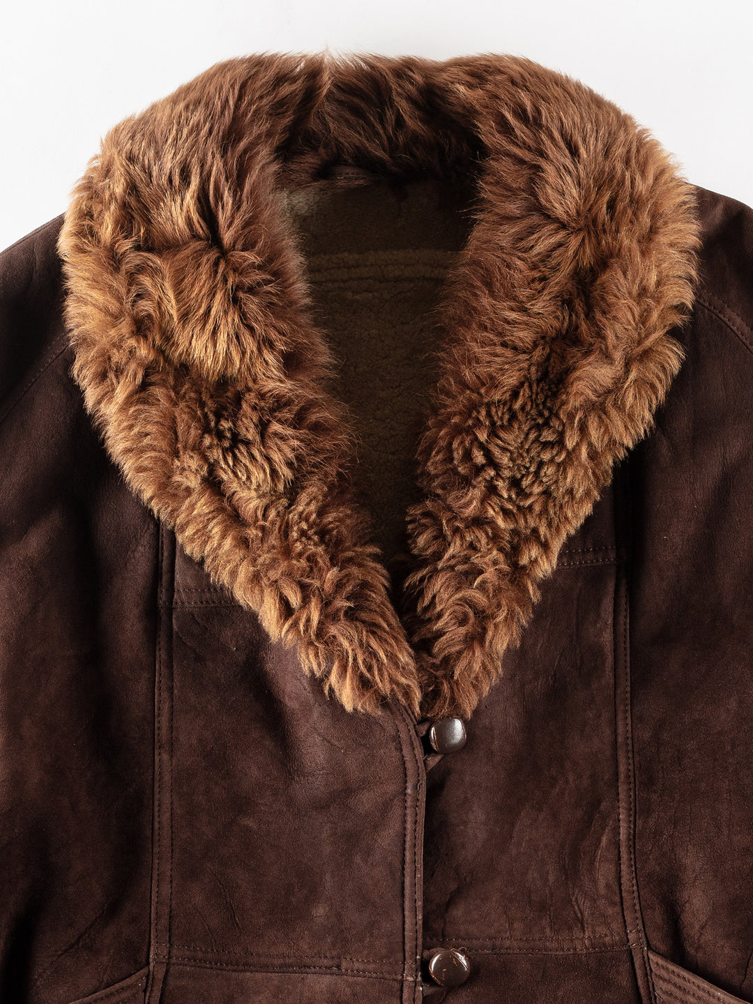 Vintage 80's Women Sheepskin Coat in BrownMN239