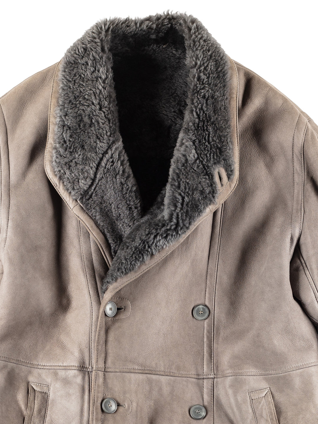 Vintage 80's Men Sheepskin Coat in GrayVN097