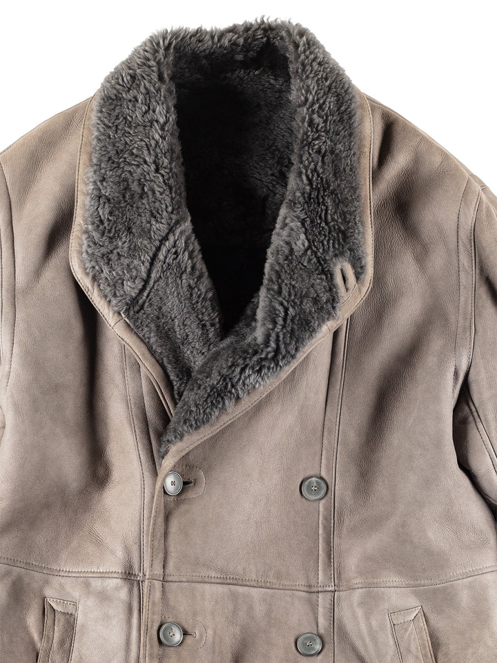Vintage 80's Men Sheepskin Coat in GrayVN097