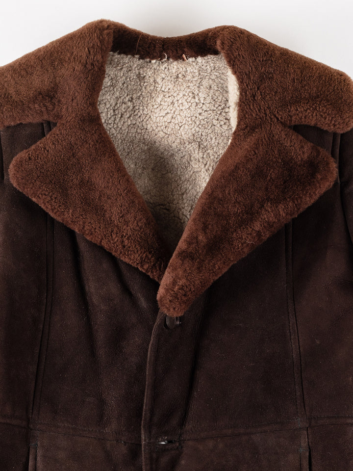 Vintage 70's Men Sheepskin Coat in BrownVN114