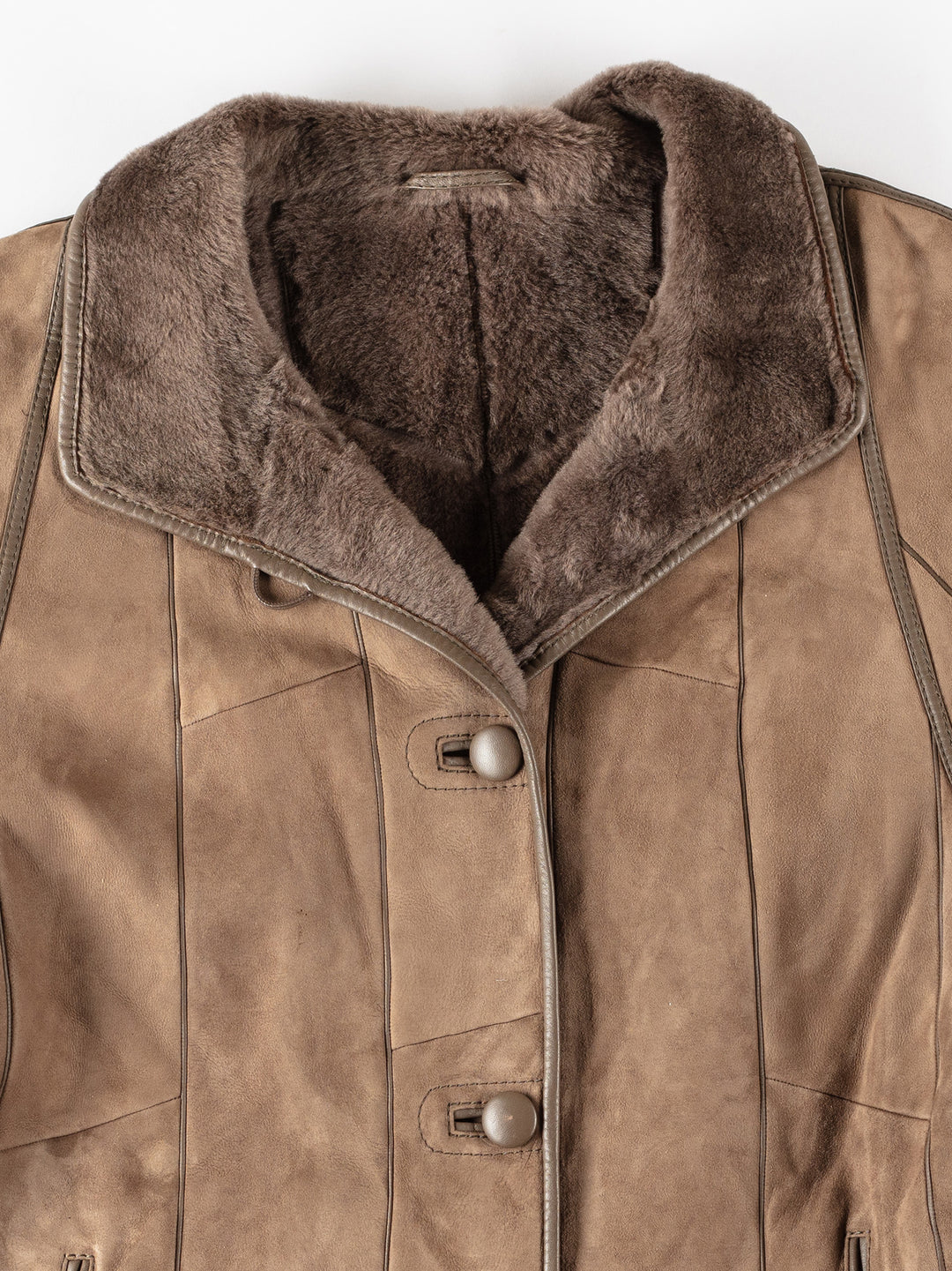 Vintage 80's Women Sheepskin Coat in BeigeMN176