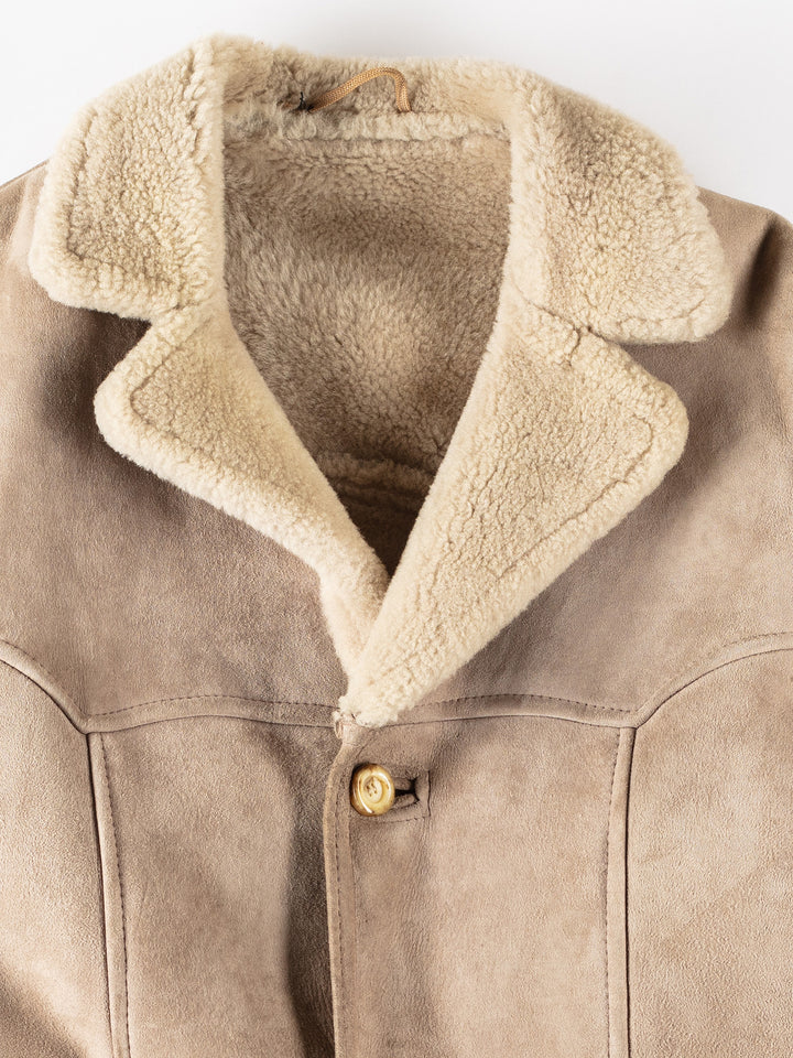 Vintage 70's Men Sheepskin Coat in Beige
