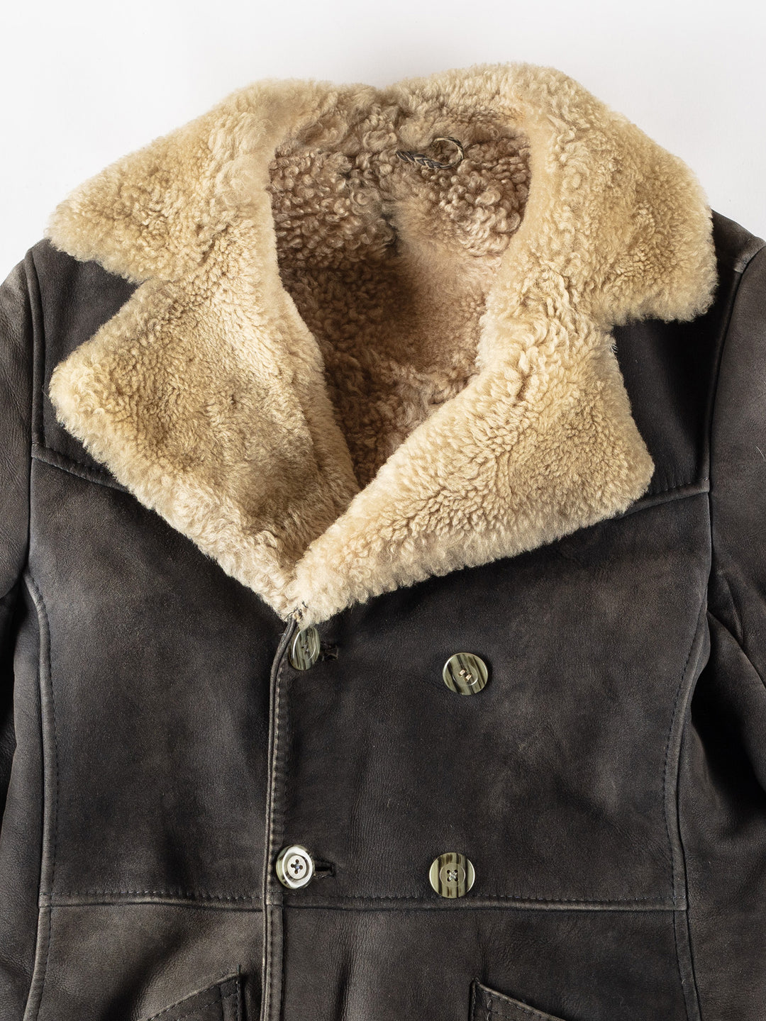Vintage 70's Men Sheepskin Coat in GrayVN397