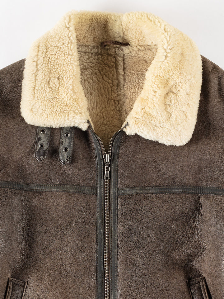 Vintage 80's Men Sheepskin Jacket in BrownVN257