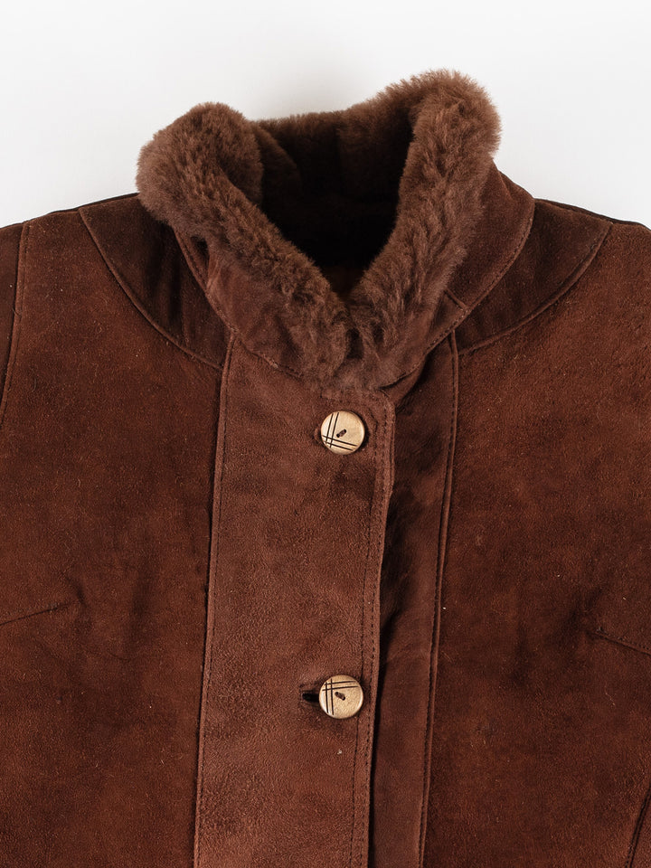 Vintage 80's Women Sheepskin Coat in BrownMN341