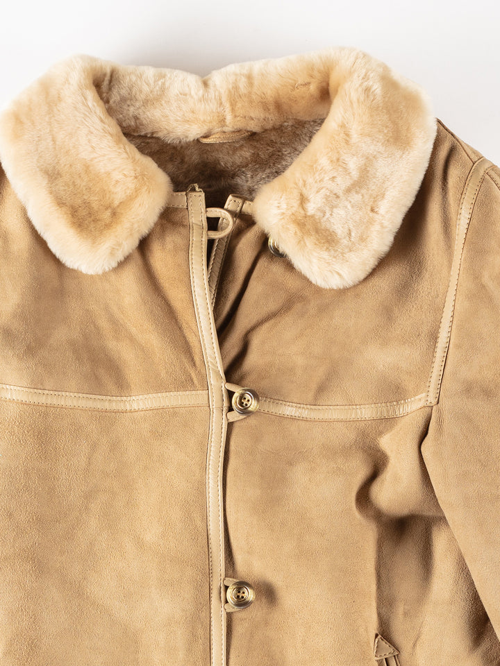 Vintage 80's Women Sheepskin Jacket in BeigeMN183