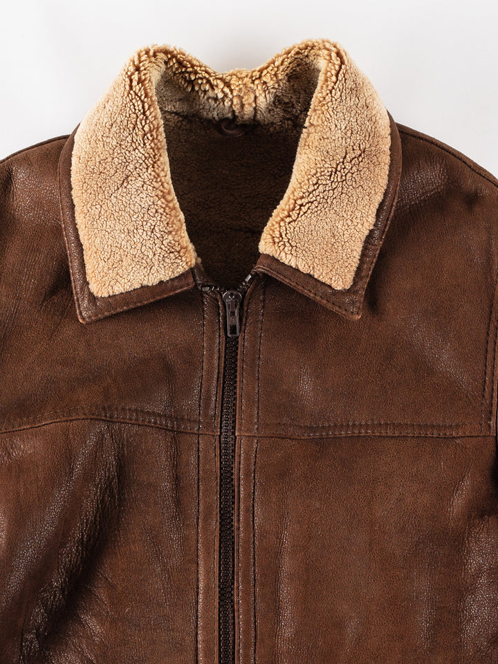 Vintage 80's Men Sheepskin Coat in BrownVN387