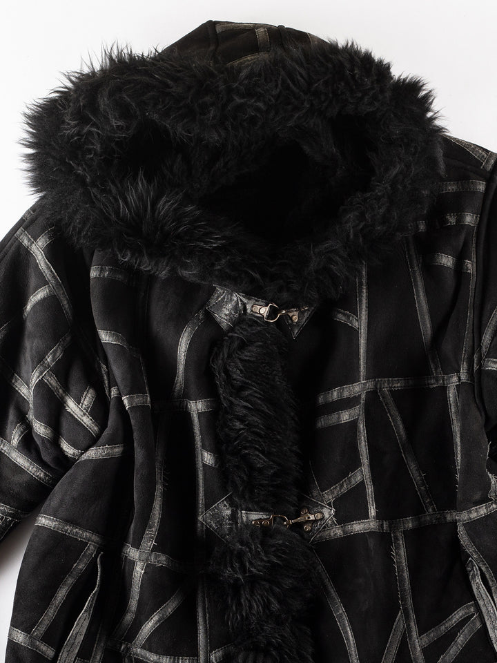Vintage 80's Women Sheepskin Coat in BlackMN237