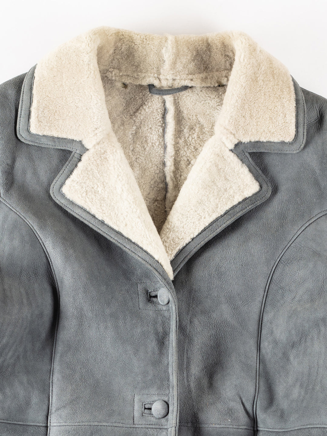 Vintage 80's Women Sheepskin Coat in GrayMN313
