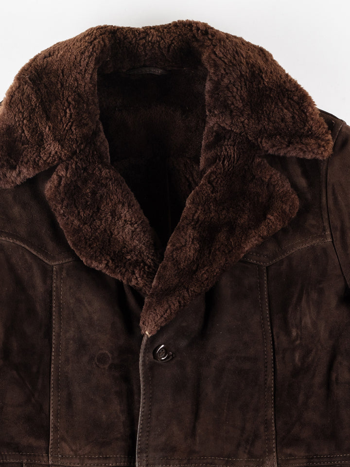 Vintage 70's Men Sheepskin Coat in BrownVN125