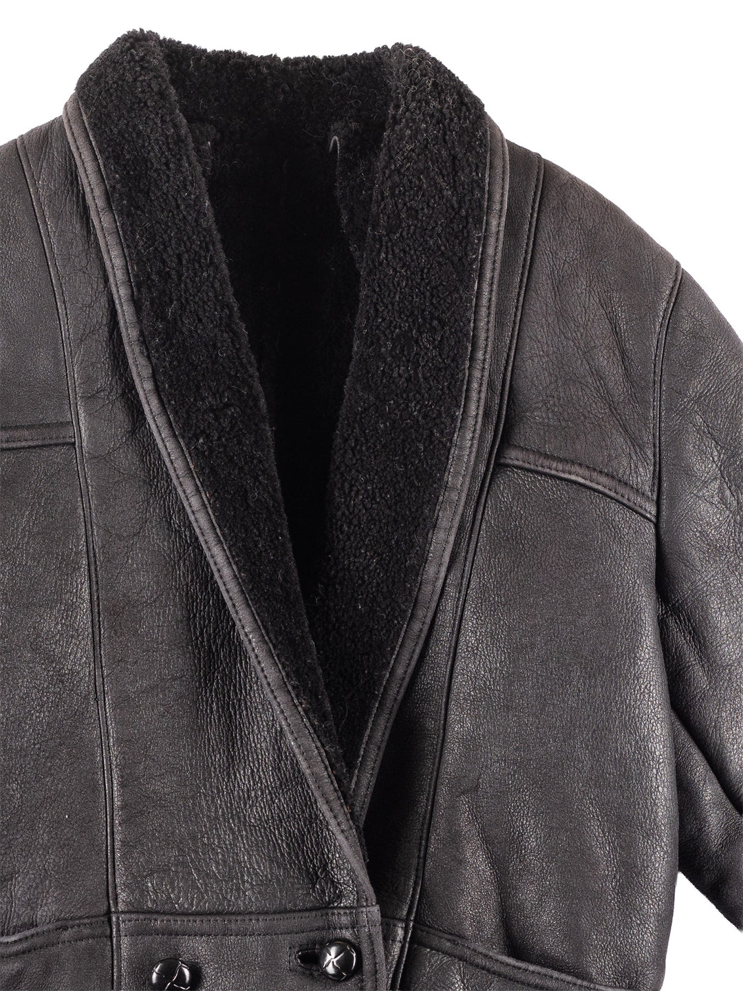Vintage 90's Women Sheepskin Coat in Black