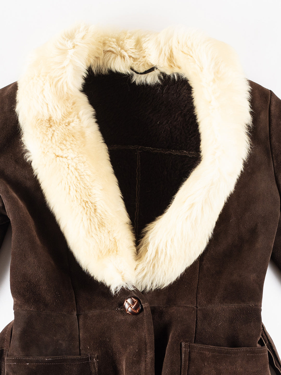 Vintage 70's Women Faux Sheepskin Coat in BrownMN255