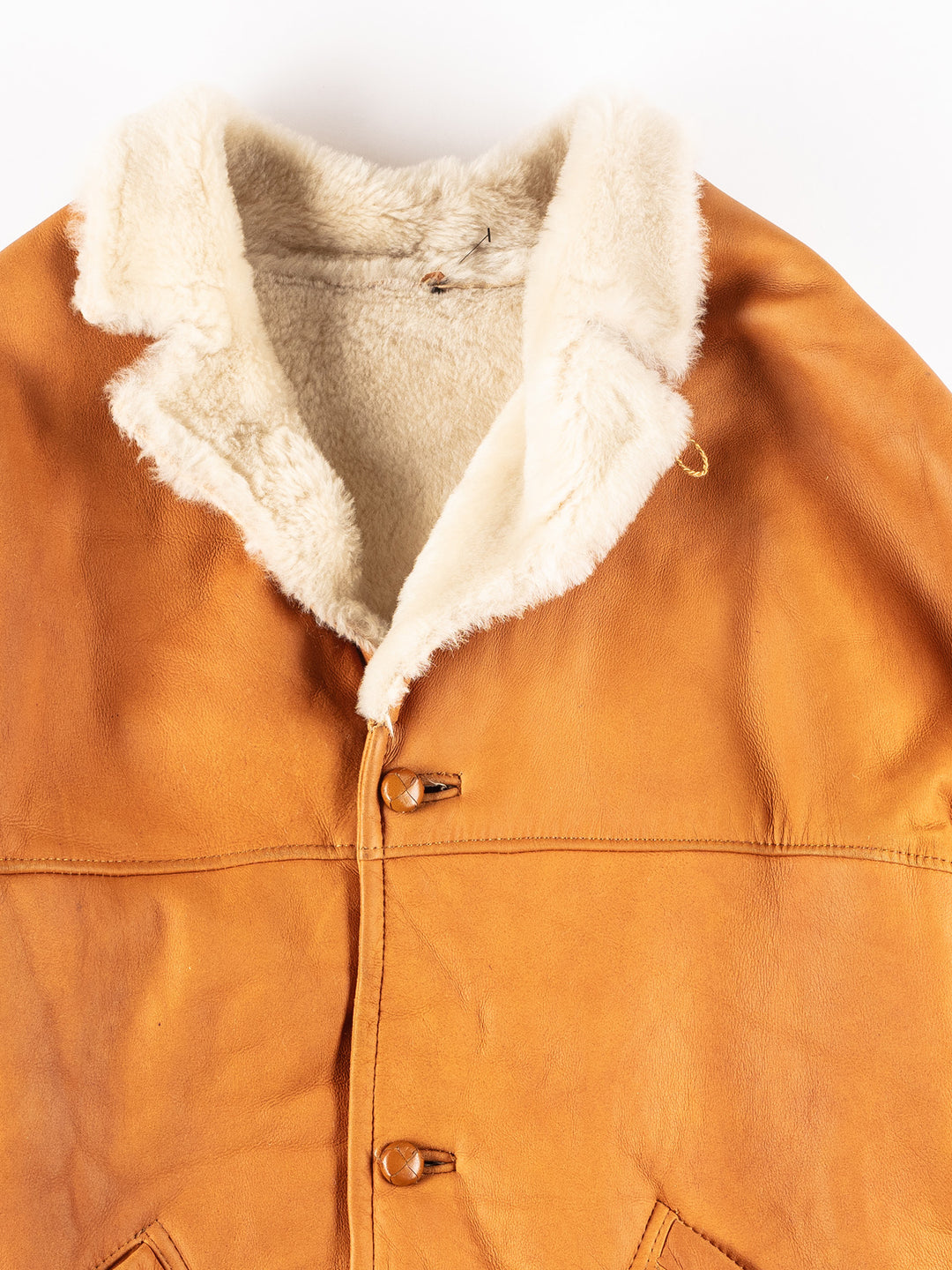 Vintage 70's Men Sheepskin Coat in Orange