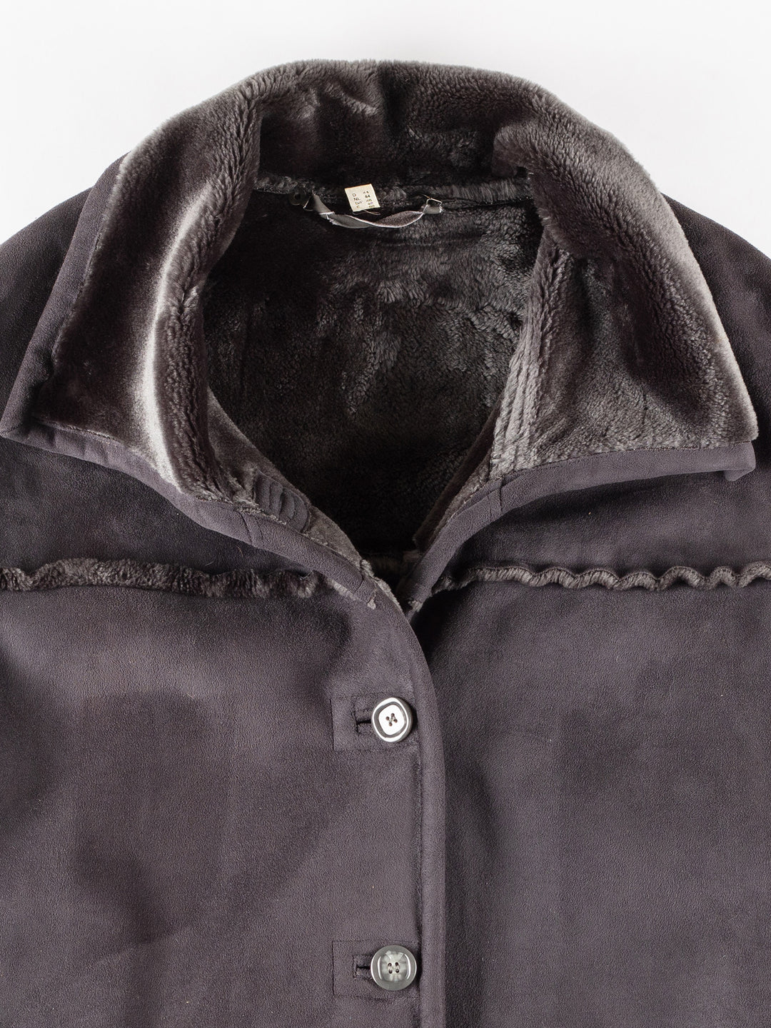Vintage 90's Women Faux Sheepskin Coat in GrayMN223