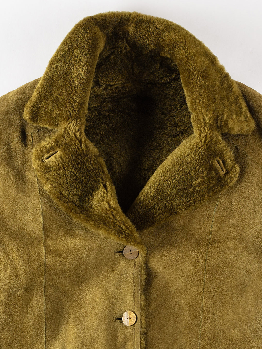 Vintage 70's Women Sheepskin Coat in GreenMN349