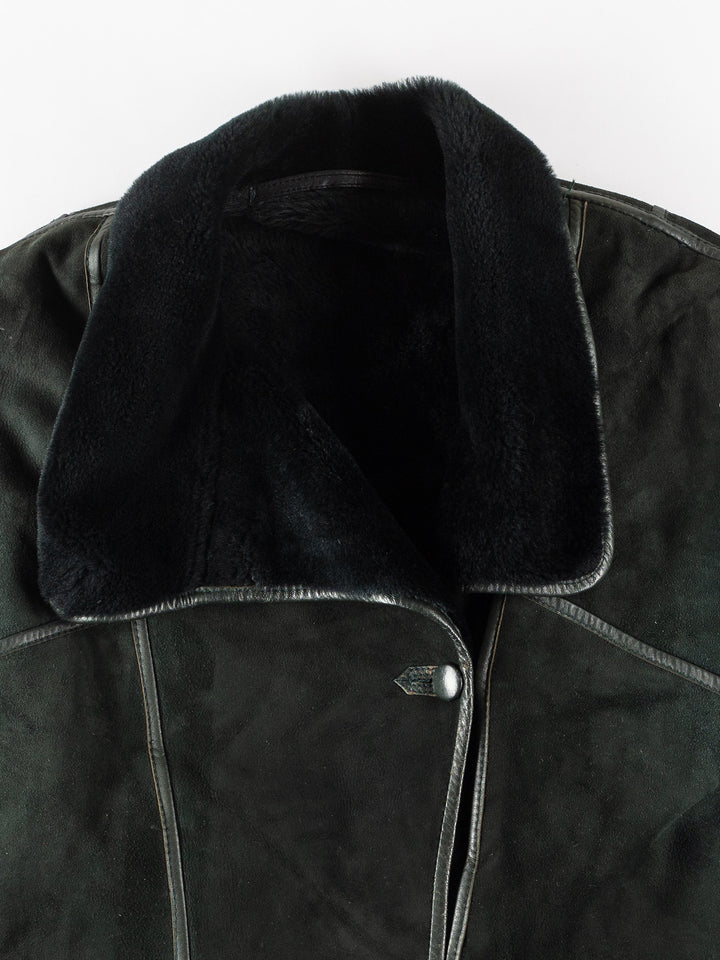 Vintage 90's Women Sheepskin Coat in GreenMN192