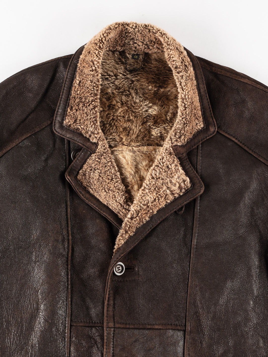 Vintage 80's Men Sheepskin Coat in BrownVN207