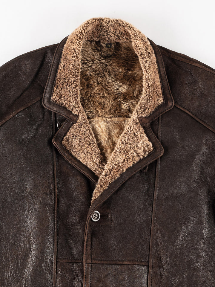 Vintage 80's Men Sheepskin Coat in BrownVN207
