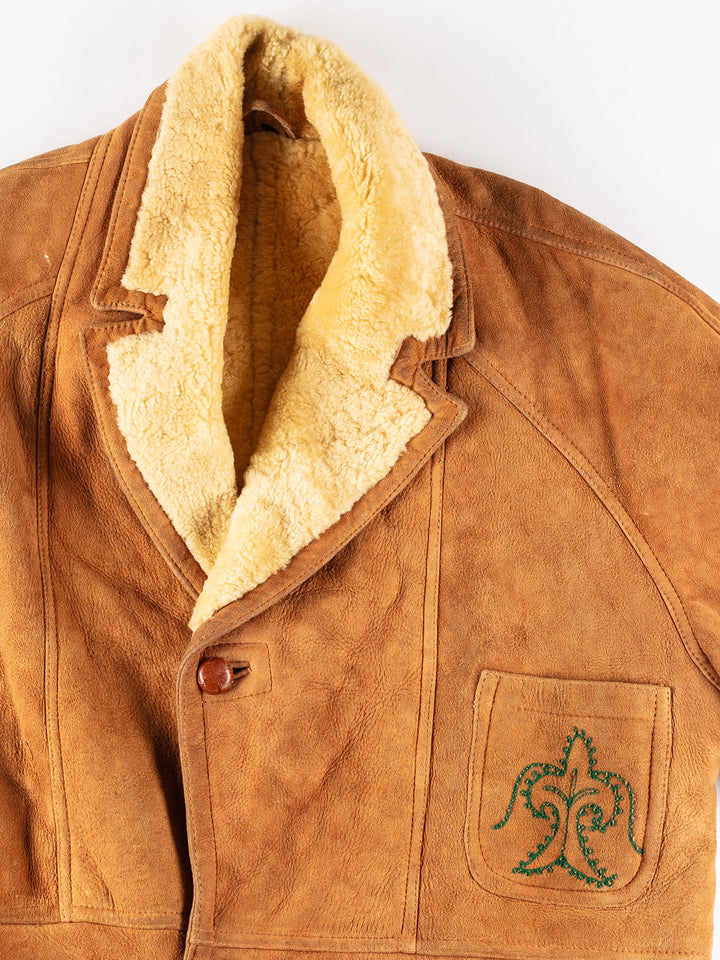 Vintage 80's Men Sheepskin Coat in BrownVN220
