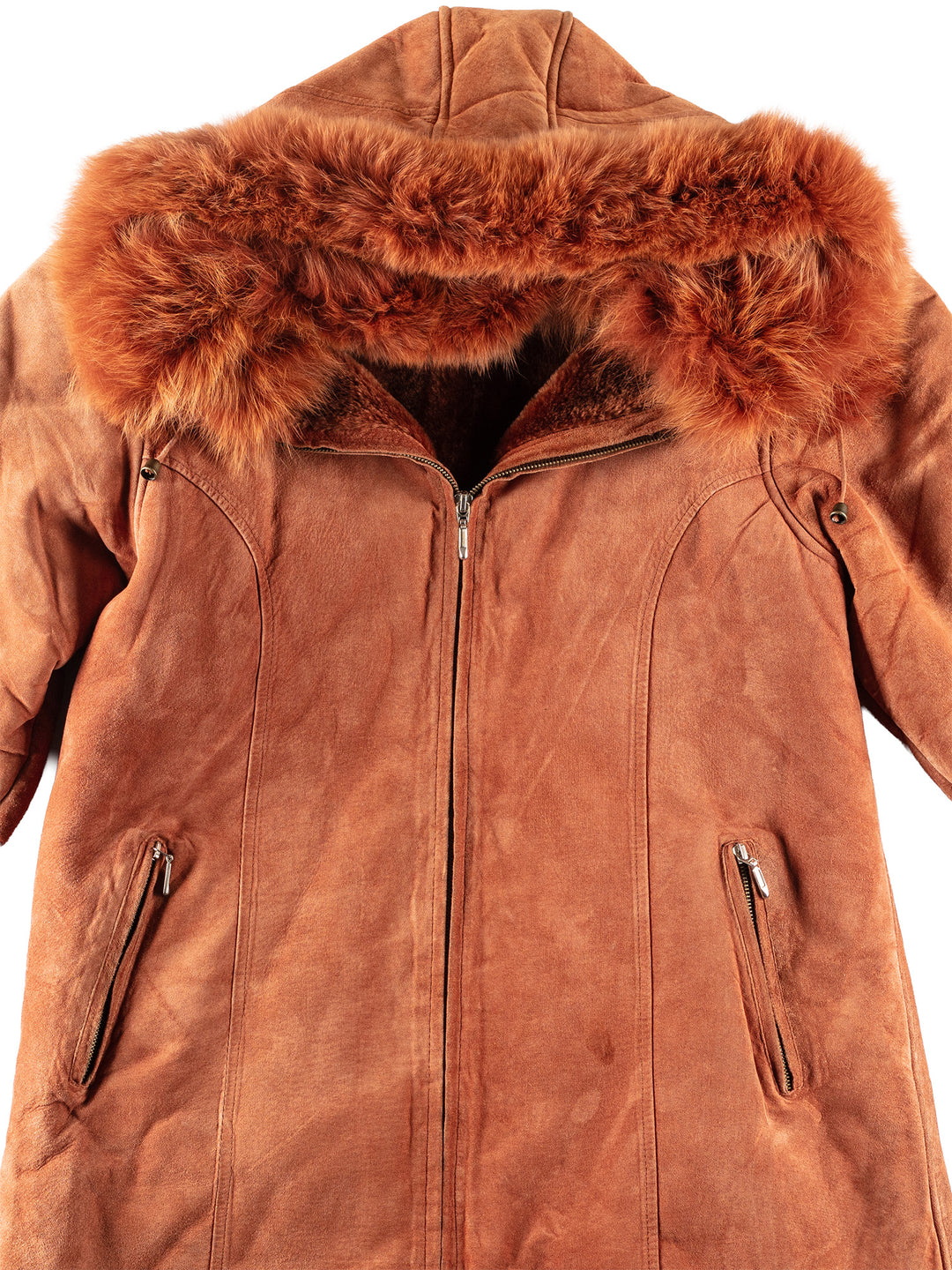 Vintage 80's Women Faux Sheepskin Coat in OrangeMN238