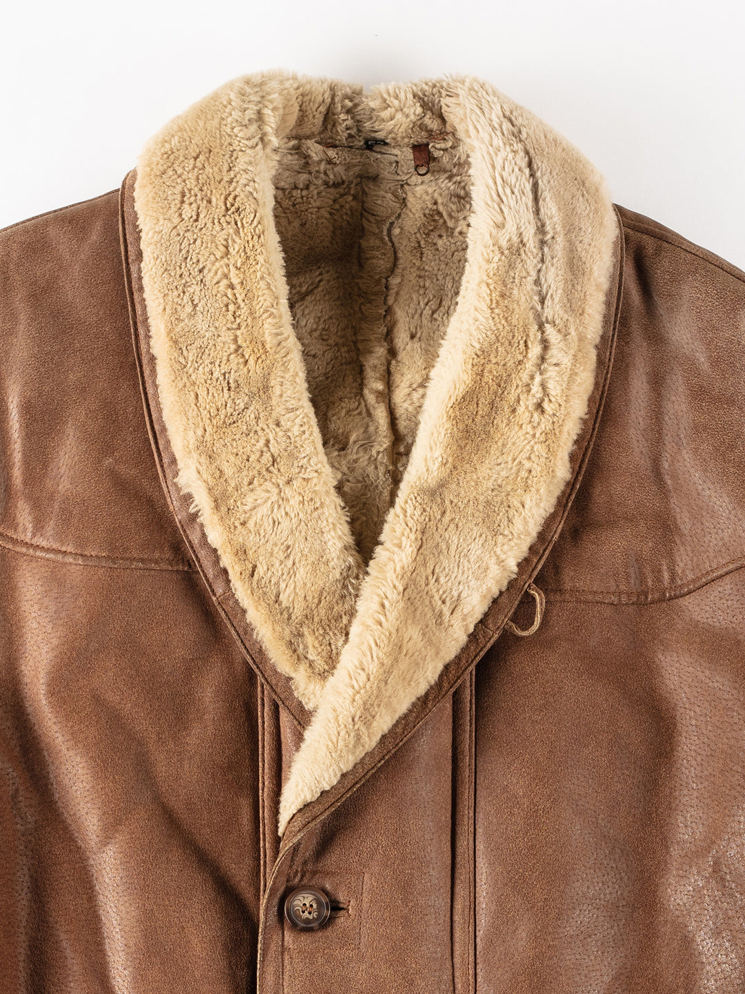 Vintage 90's Men Faux Sheepskin Coat in BrownVN241