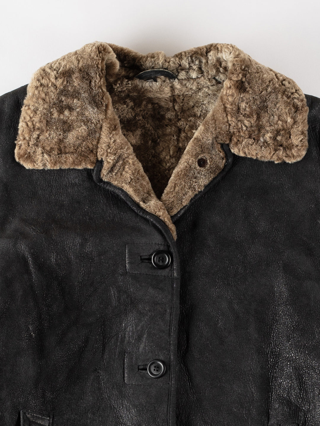 Vintage 80's Women Sheepskin Coat in GrayMN520