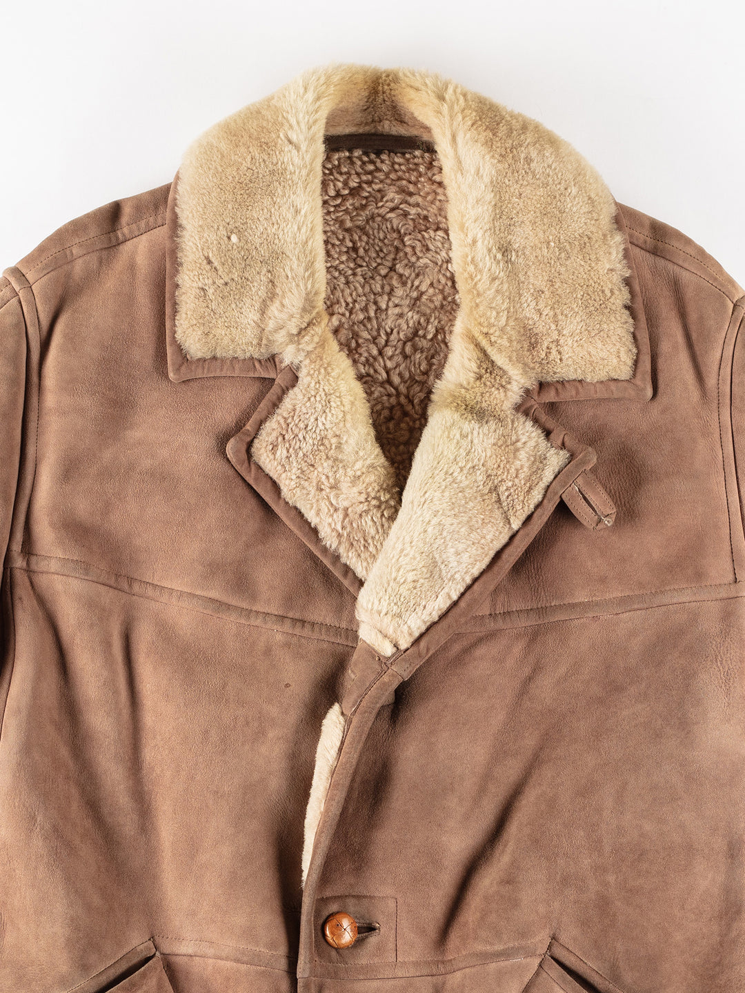 Vintage 80's Men Sheepskin Coat in BeigeVN224