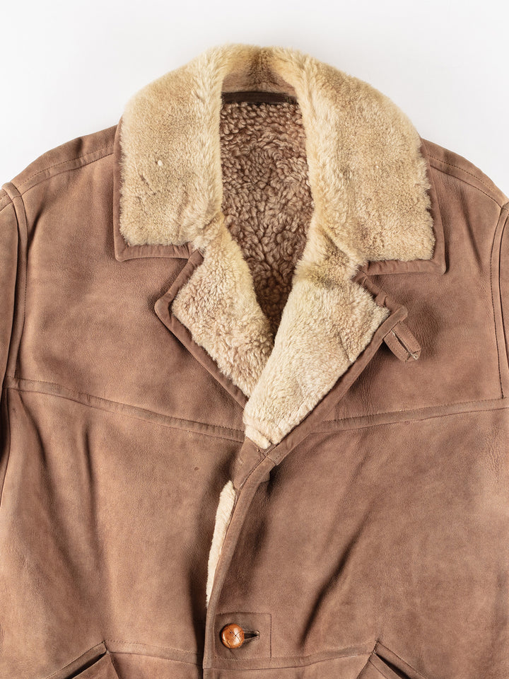 Vintage 80's Men Sheepskin Coat in BeigeVN224