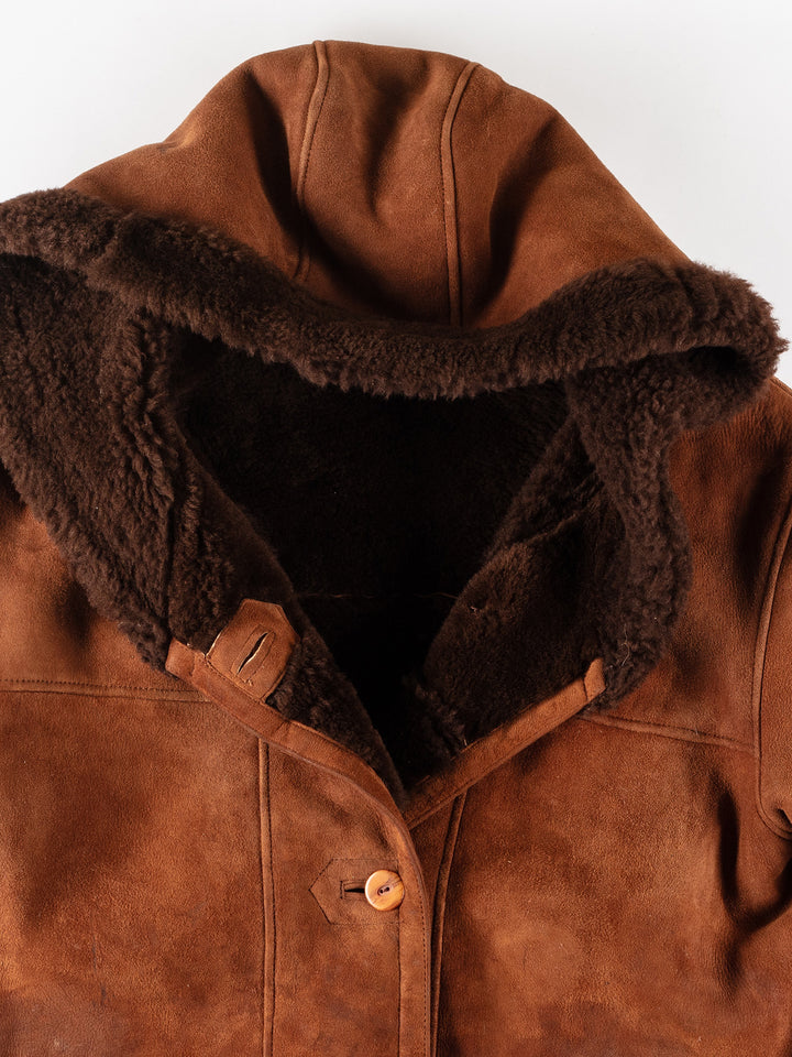Vintage 80's Women Sheepskin Coat in BrownMN154