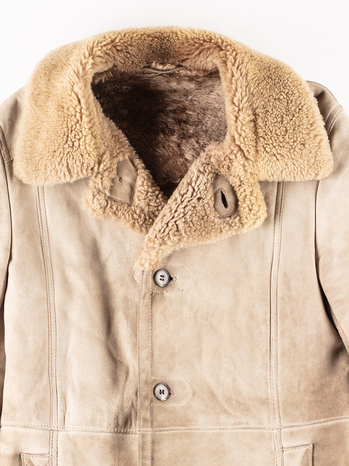 Vintage 70's Women Sheepskin Coat in Beige