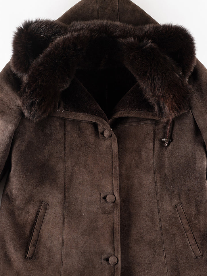 Vintage 80's Women Sheepskin Coat in BrownMN236