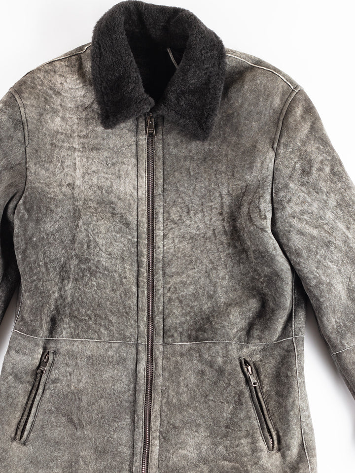 Vintage 00's Women Sheepskin Coat in Gray