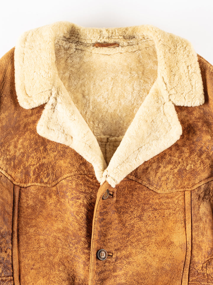 Vintage 80's Men Sheepskin Coat in BrownVN252