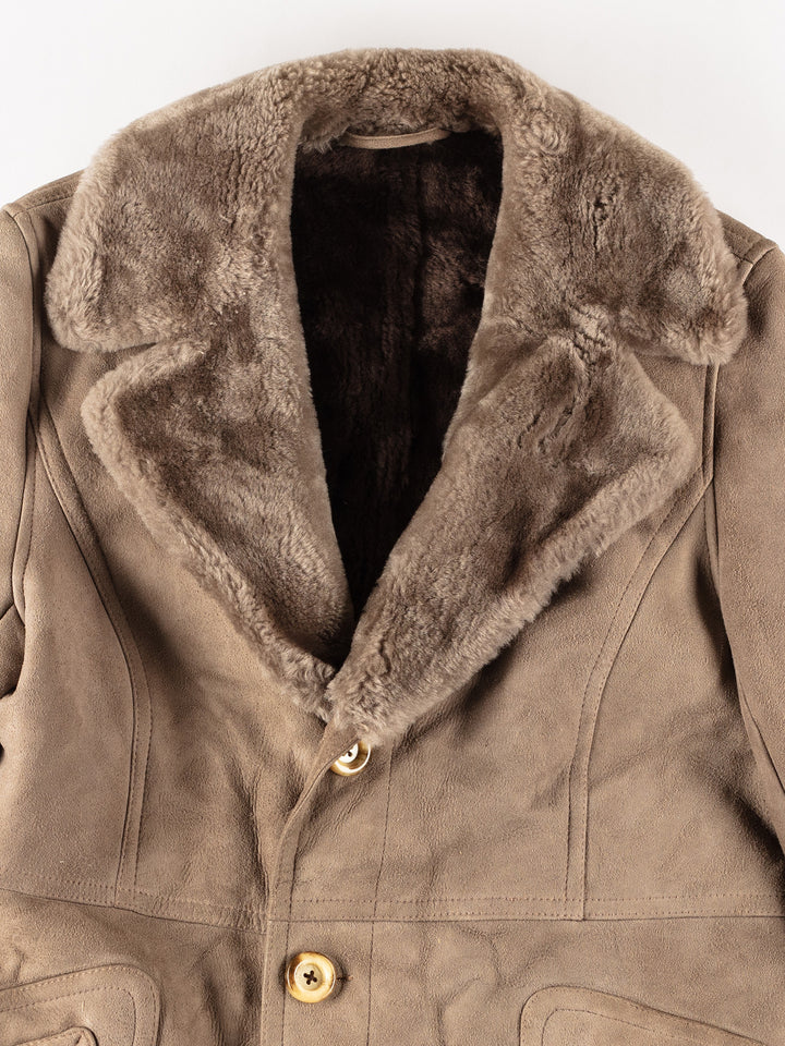 Vintage 80's Men Sheepskin Coat in GrayVN223