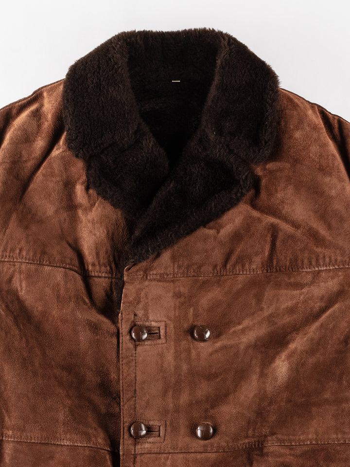 Vintage 70's Men Faux Sheepskin Coat in BrownVN190