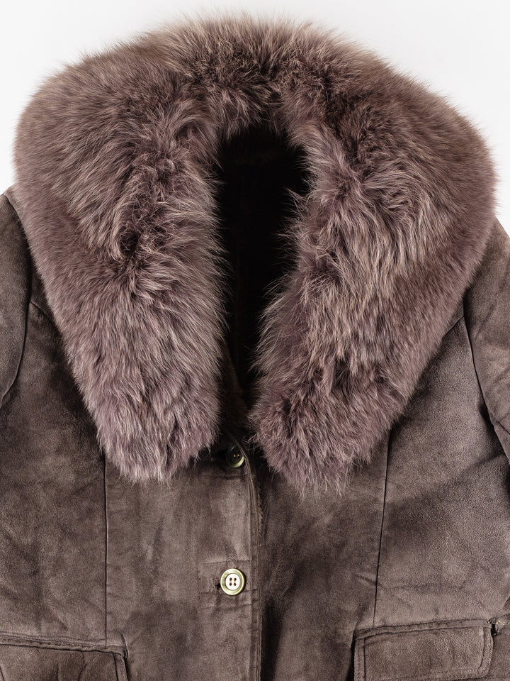 Vintage 90's Women Sheepskin Coat in PurpleMN227
