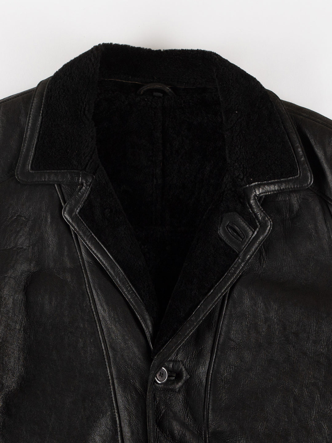 Vintage 80's Men Sheepskin Coat in BlackVN502