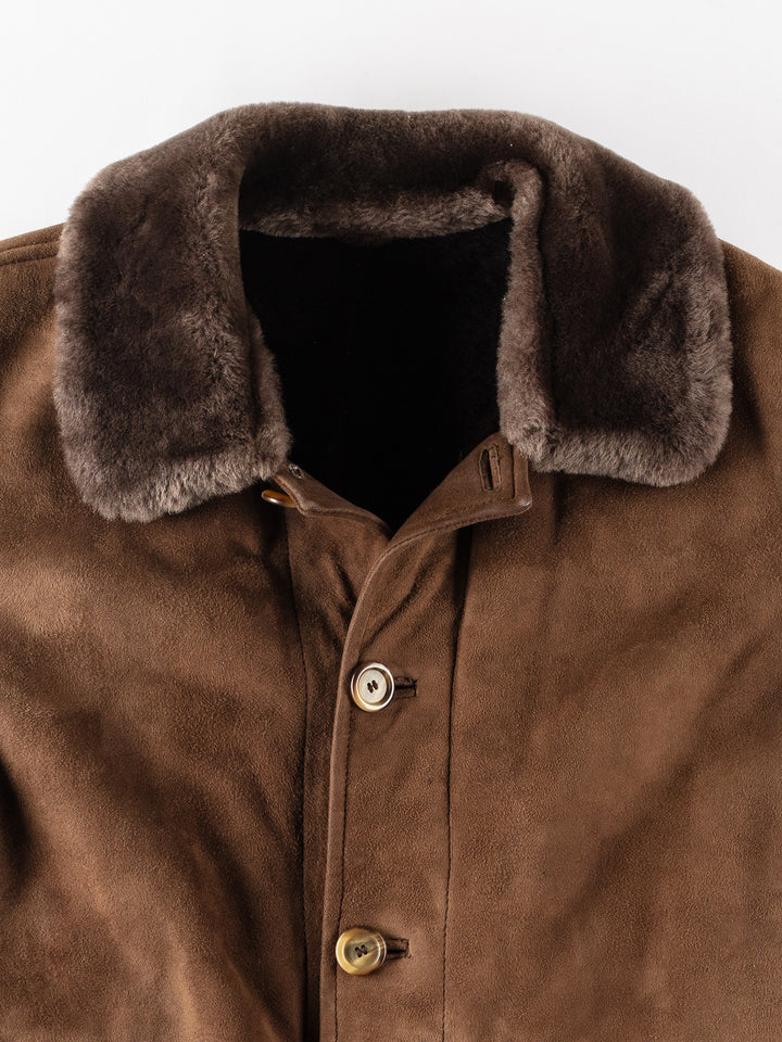 Vintage 80's Men Sheepskin Coat in BrownVN156