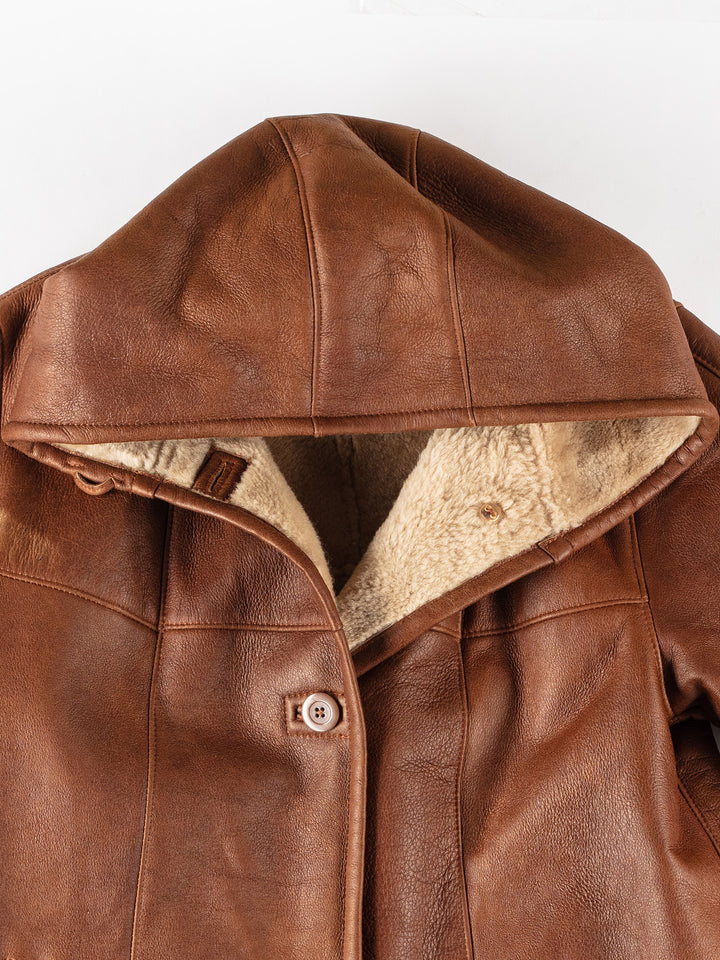 Vintage 80's Women Sheepskin Coat in BrownMN375