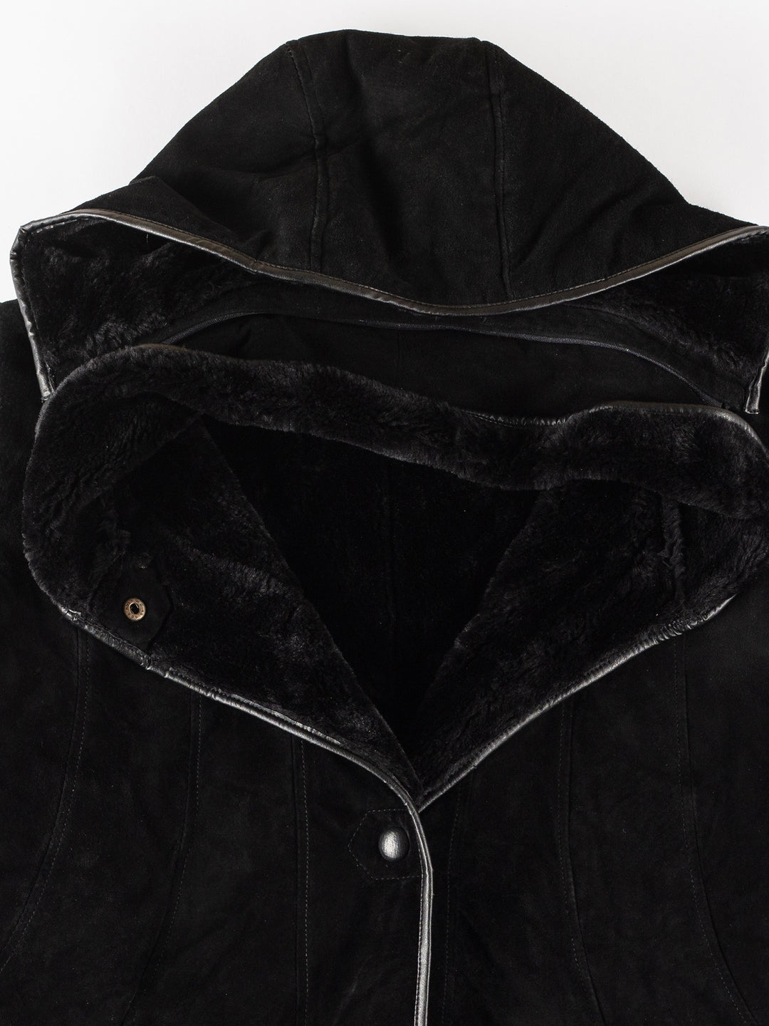 Vintage 90's Women Faux Sheepskin Coat in BlackMN204