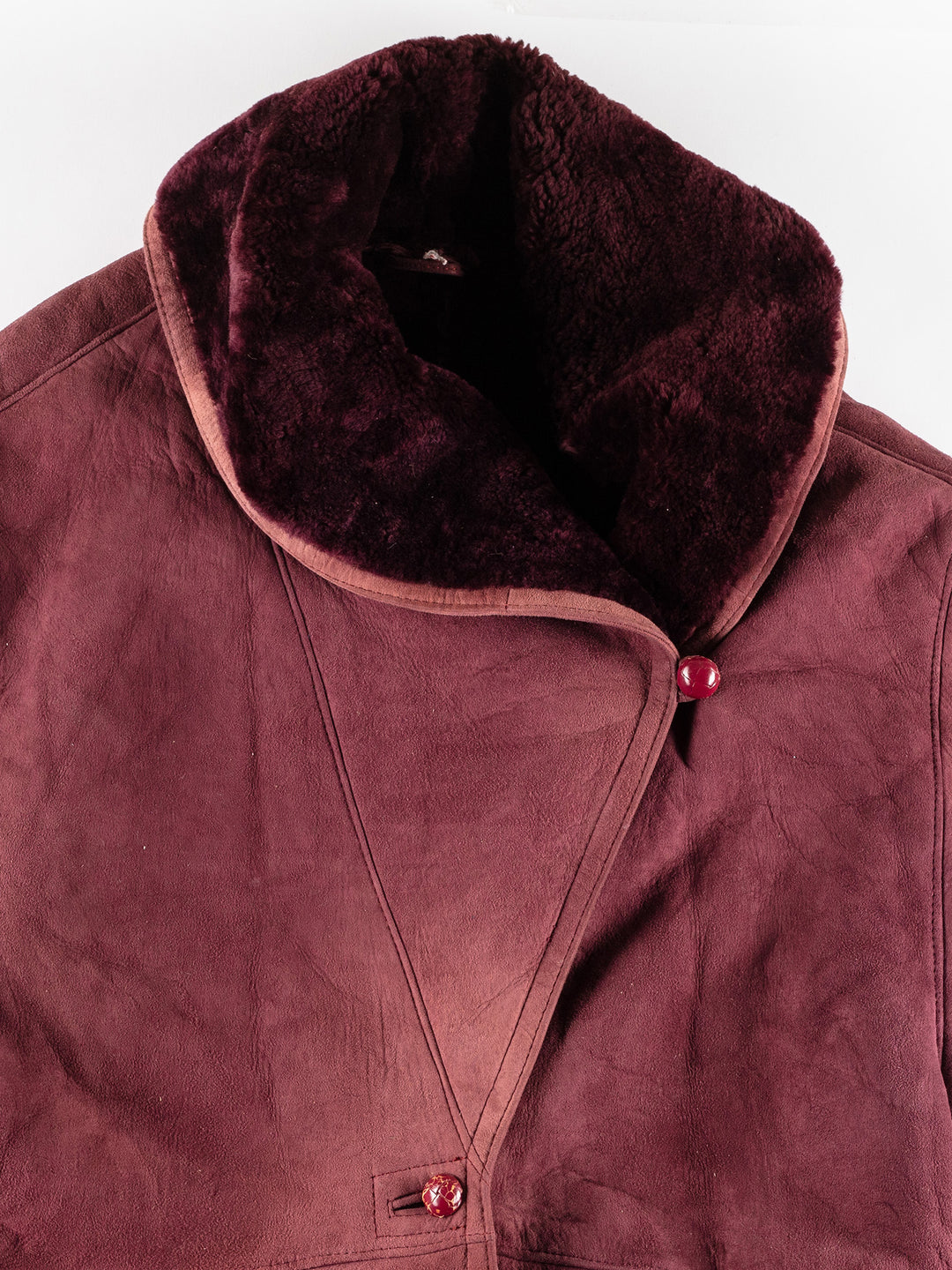 Vintage 80's Women Sheepskin Coat in RedMN426