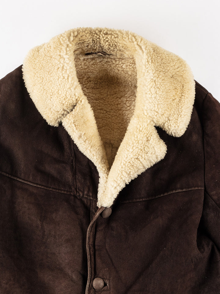 Vintage 80's Men Sheepskin Coat in BrownVN203